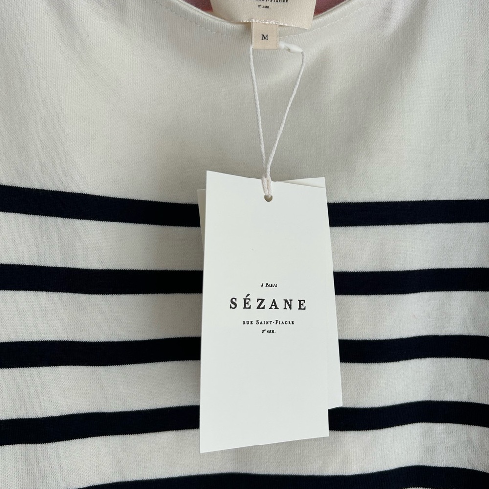 Sézane Striped White and Navy - Picture 2 of 3
